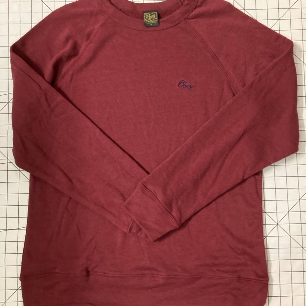 NWOT Obey Women’s Medium Maroon Embroidered‎ Sweatshirt